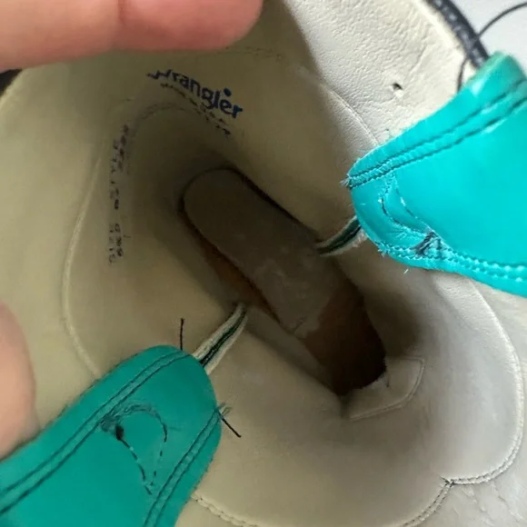 Vintage wrangler roper women’s or kids  teal boots made in USA - Picture 12 of 13